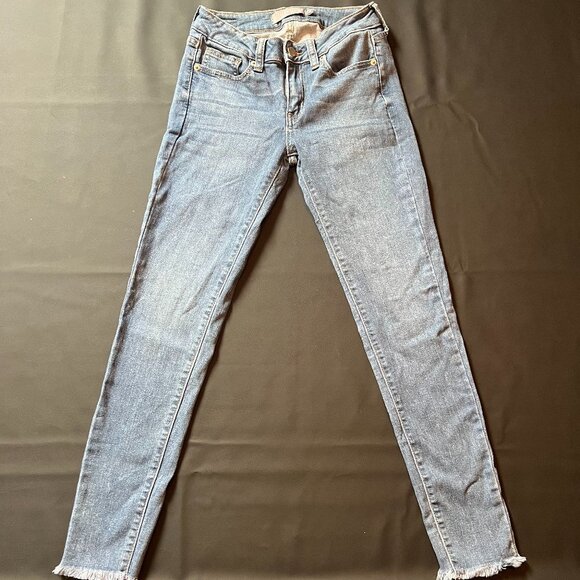 JUSTUSA high rise raw hem straight leg soft stretch jeans Size 4 stretchy - Picture 1 of 8